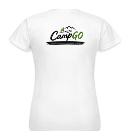 T-shirt CampGo Officiel – Blanc – Logo Noir & Vert (Avant & Dos)