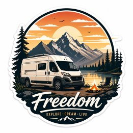 Sticker Camping-Car & Van “Freedom” – Design Premium Nature & Aventure