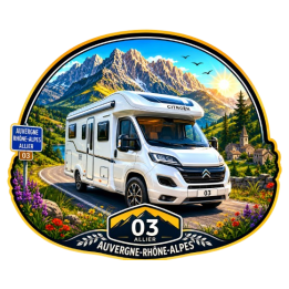 Sticker Camping-Car Allier 03 – Auvergne Rhône-Alpes | Design Premium Voyage & Liberté