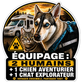 Sticker Équipage Camping-Car Animaux – Chien & Chat Aventuriers