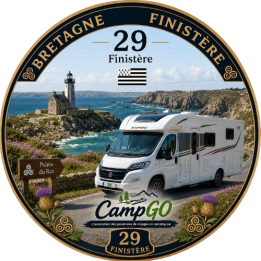 Sticker Premium CampGo Bretagne – Finistère 29 🚐🌊 Format 10x10 cm – Soutien à l’Association