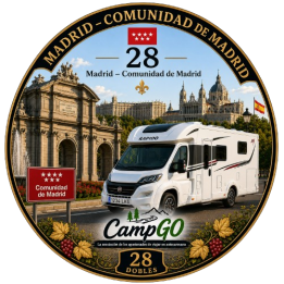 Sticker Premium CampGo Madrid 🇪🇸 – Comunidad de Madrid 28 – Format 10x10 cm – Soutien à l’association